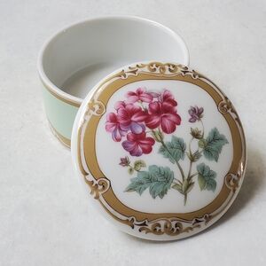 Andrea by Sadek Porcelain Trinket Box with Lid Winterthur Pattern Made in Japan